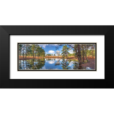 Canal through forest Black Modern Wood Framed Art Print with Double Matting by Frank, Assaf