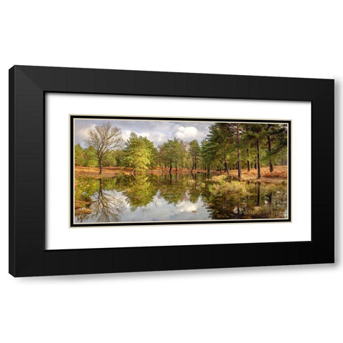 Canal through forest Black Modern Wood Framed Art Print with Double Matting by Frank, Assaf