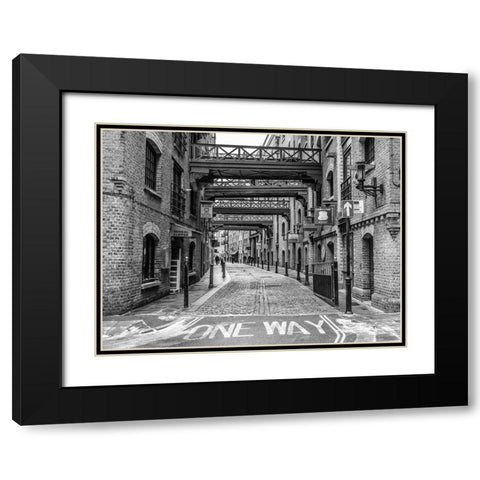 Narrow road in London Black Modern Wood Framed Art Print with Double Matting by Frank, Assaf