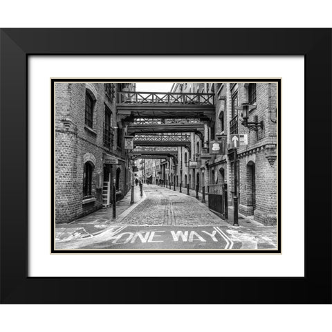 Narrow road in London Black Modern Wood Framed Art Print with Double Matting by Frank, Assaf