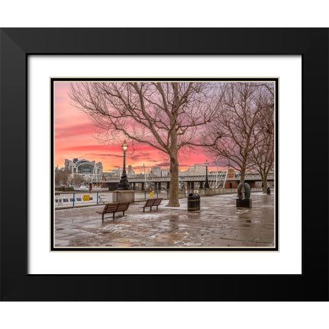 Sunset, Southbank, London Black Modern Wood Framed Art Print with Double Matting by Frank, Assaf
