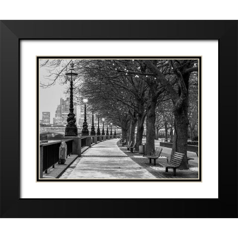 Thames promenade-London Black Modern Wood Framed Art Print with Double Matting by Frank, Assaf