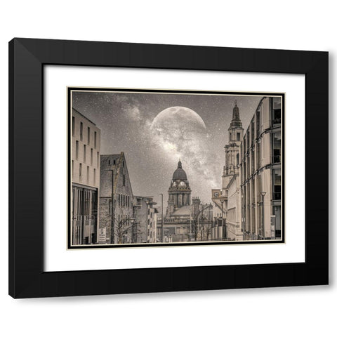 Leeds starry night Black Modern Wood Framed Art Print with Double Matting by Frank, Assaf