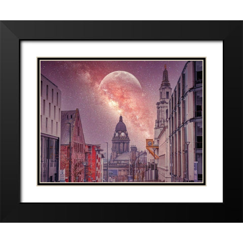 Starry night-Leeds Black Modern Wood Framed Art Print with Double Matting by Frank, Assaf