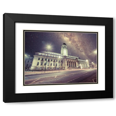 Leeds starry night Black Modern Wood Framed Art Print with Double Matting by Frank, Assaf