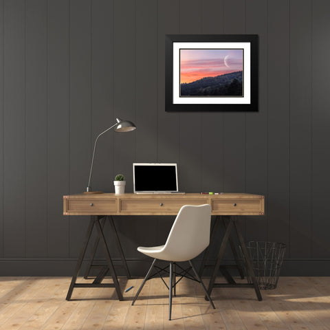 Moon sunset hillside Black Modern Wood Framed Art Print with Double Matting by Frank, Assaf
