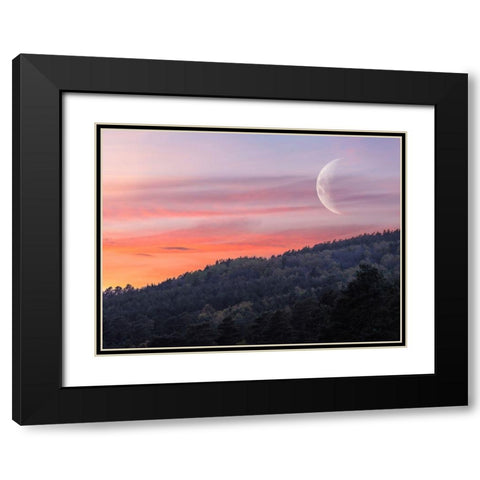 Moon sunset hillside Black Modern Wood Framed Art Print with Double Matting by Frank, Assaf