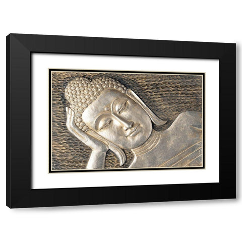 Sleeping Buddha Black Modern Wood Framed Art Print with Double Matting by Frank, Assaf