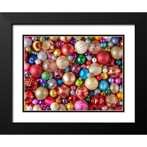 Christmas Baubles Black Modern Wood Framed Art Print with Double Matting by Frank, Assaf