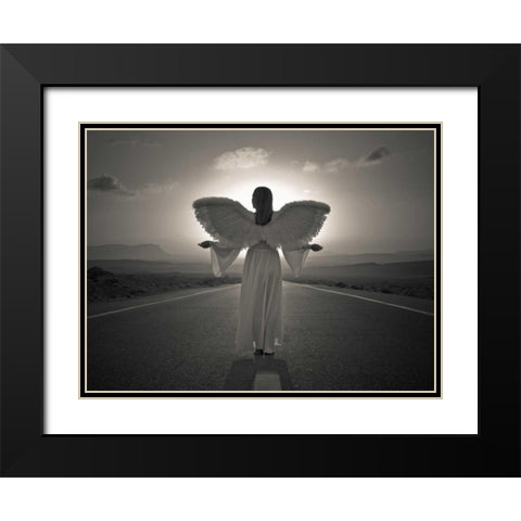 FTBR 1699 Road Angel Black Modern Wood Framed Art Print with Double Matting by Frank, Assaf