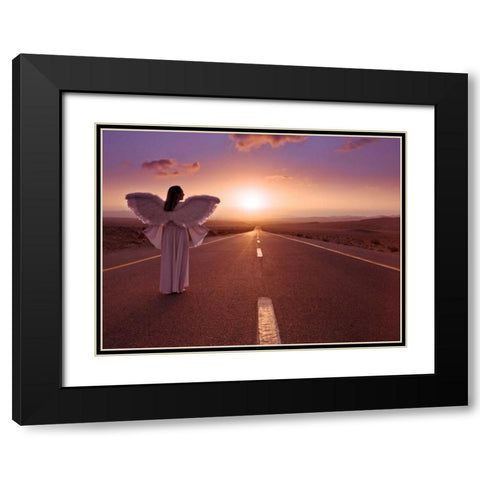 FTBR 1702 Road Angel Black Modern Wood Framed Art Print with Double Matting by Frank, Assaf