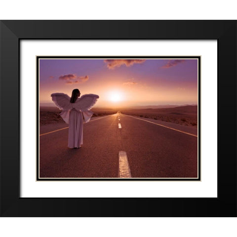 FTBR 1702 Road Angel Black Modern Wood Framed Art Print with Double Matting by Frank, Assaf