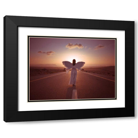 FTBR 1703 Road Angel Black Modern Wood Framed Art Print with Double Matting by Frank, Assaf