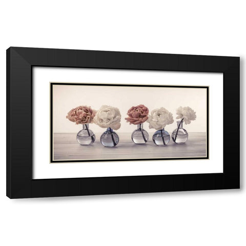 Peonies in glass bottles Black Modern Wood Framed Art Print with Double Matting by Frank, Assaf
