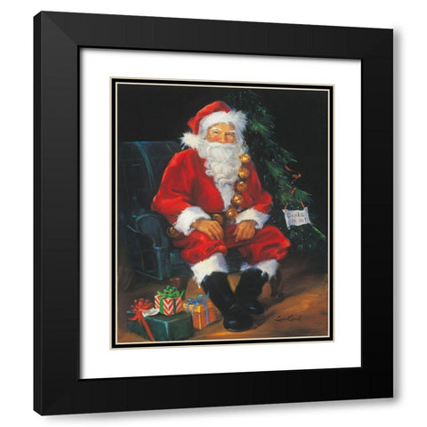 Santa Is In Black Modern Wood Framed Art Print with Double Matting by Comish, Susan