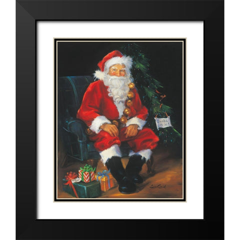 Santa Is In Black Modern Wood Framed Art Print with Double Matting by Comish, Susan