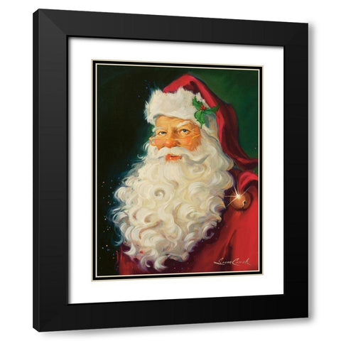 Merry Chrismas Santa Black Modern Wood Framed Art Print with Double Matting by Comish, Susan
