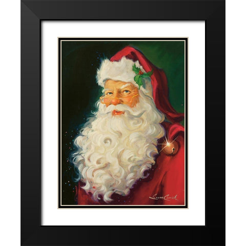 Merry Chrismas Santa Black Modern Wood Framed Art Print with Double Matting by Comish, Susan