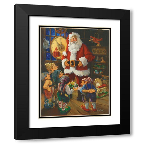 Santas Toy Shop Black Modern Wood Framed Art Print with Double Matting by Comish, Susan