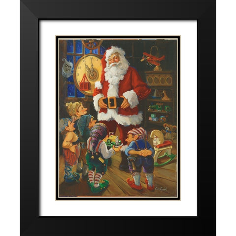 Santas Toy Shop Black Modern Wood Framed Art Print with Double Matting by Comish, Susan