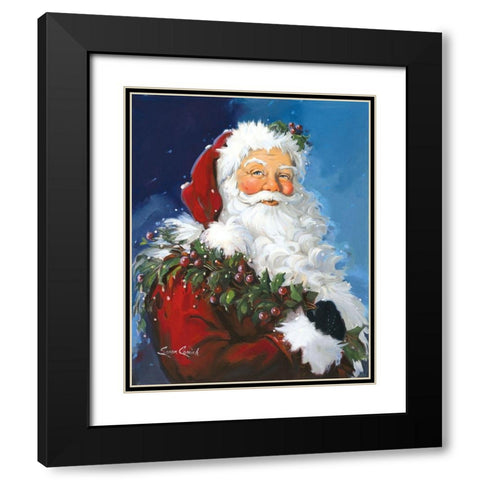Berry Christmas Black Modern Wood Framed Art Print with Double Matting by Comish, Susan