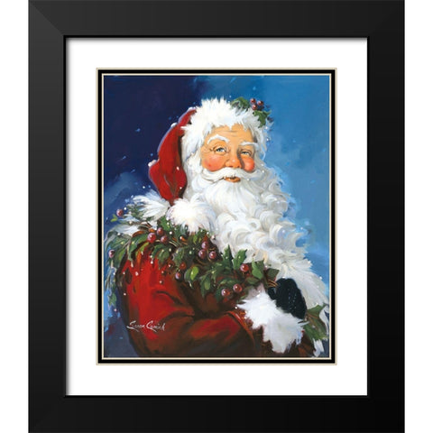 Berry Christmas Black Modern Wood Framed Art Print with Double Matting by Comish, Susan