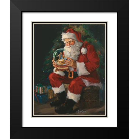 Santa Snowglobe Black Modern Wood Framed Art Print with Double Matting by Comish, Susan