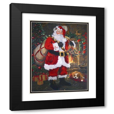 Christmas At The Cabin Black Modern Wood Framed Art Print with Double Matting by Comish, Susan