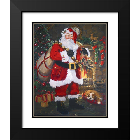 Christmas At The Cabin Black Modern Wood Framed Art Print with Double Matting by Comish, Susan