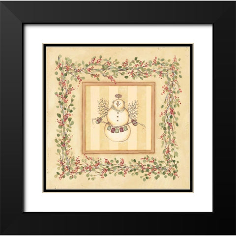 Angel Snowman Black Modern Wood Framed Art Print with Double Matting by Marrott, Stephanie