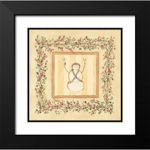 Priaising Snowman Black Modern Wood Framed Art Print with Double Matting by Marrott, Stephanie