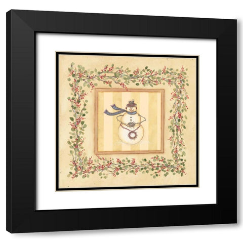 Snowman with Nest Black Modern Wood Framed Art Print with Double Matting by Marrott, Stephanie