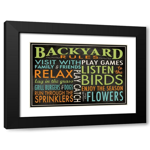 Backyard Rules Black Modern Wood Framed Art Print with Double Matting by Marrott, Stephanie