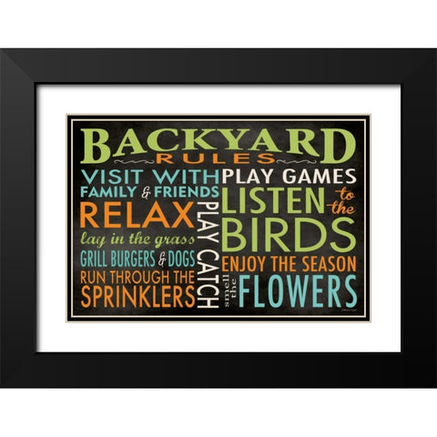 Backyard Rules Black Modern Wood Framed Art Print with Double Matting by Marrott, Stephanie