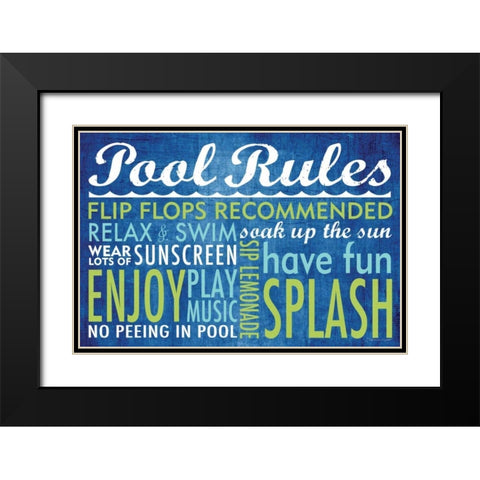 Pool Rules Black Modern Wood Framed Art Print with Double Matting by Marrott, Stephanie