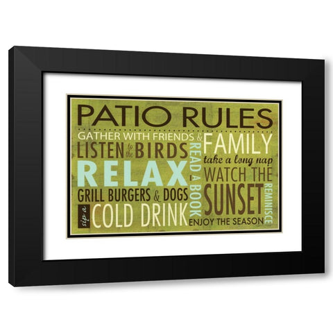 Patio Rules Black Modern Wood Framed Art Print with Double Matting by Marrott, Stephanie