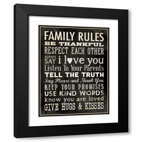 Family Rules - Black Black Modern Wood Framed Art Print with Double Matting by Marrott, Stephanie