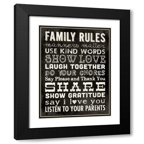 Family Rules - Black II Black Modern Wood Framed Art Print with Double Matting by Marrott, Stephanie