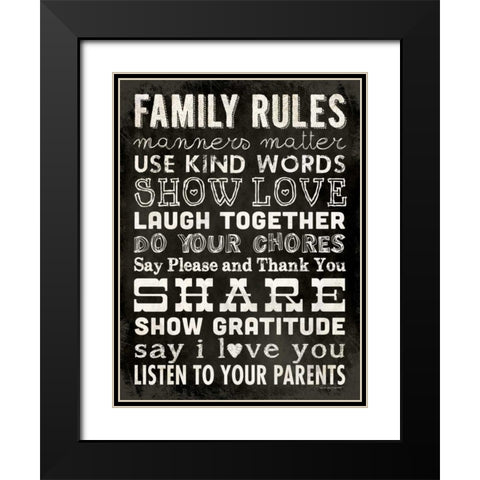 Family Rules - Black II Black Modern Wood Framed Art Print with Double Matting by Marrott, Stephanie