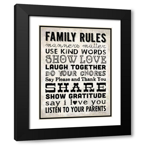 Family Rules - Cream II Black Modern Wood Framed Art Print with Double Matting by Marrott, Stephanie