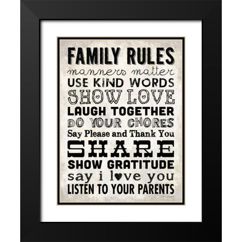 Family Rules - Cream II Black Modern Wood Framed Art Print with Double Matting by Marrott, Stephanie