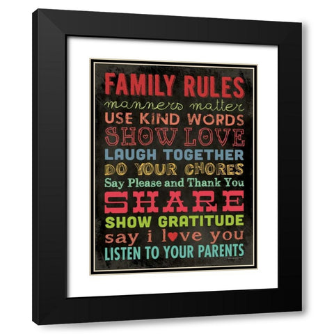 Family Rules - Color II Black Modern Wood Framed Art Print with Double Matting by Marrott, Stephanie
