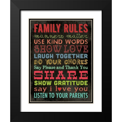 Family Rules - Color II Black Modern Wood Framed Art Print with Double Matting by Marrott, Stephanie