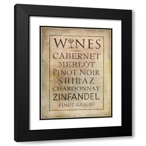 Wines Black Modern Wood Framed Art Print with Double Matting by Marrott, Stephanie