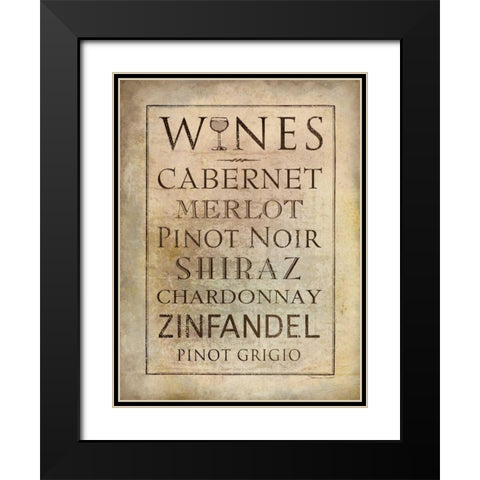 Wines Black Modern Wood Framed Art Print with Double Matting by Marrott, Stephanie