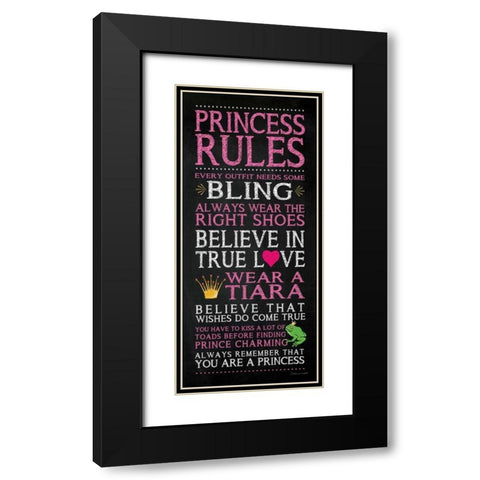Princess Rules Black Modern Wood Framed Art Print with Double Matting by Marrott, Stephanie