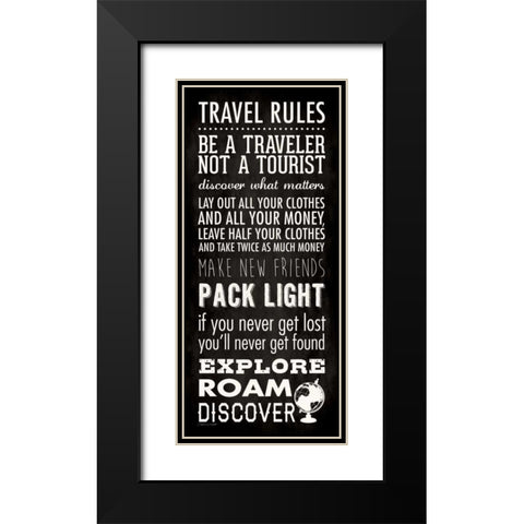 Travel Rules I Black Modern Wood Framed Art Print with Double Matting by Marrott, Stephanie