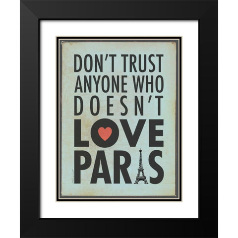 Love Paris Black Modern Wood Framed Art Print with Double Matting by Marrott, Stephanie