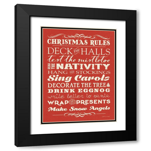 Christmas Rules I Black Modern Wood Framed Art Print with Double Matting by Marrott, Stephanie