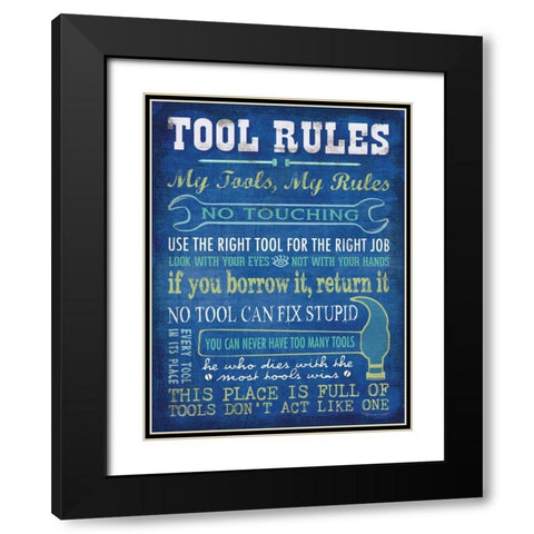 Tool Rules Black Modern Wood Framed Art Print with Double Matting by Marrott, Stephanie